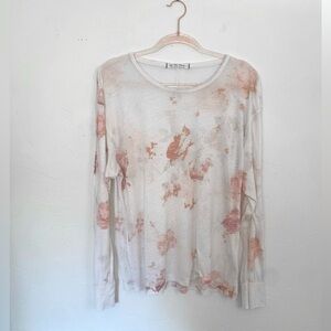 We The Free S Oversized Burnout Foral White Pink Long-Sleeve Tee Prairie Style